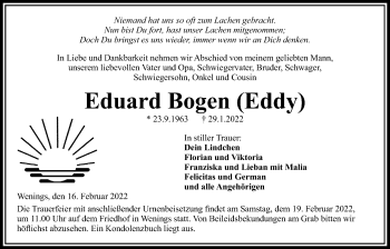 Traueranzeige von Eduard Bogen von Kreis-Anzeiger