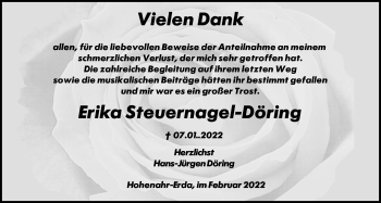 Traueranzeige von Erika Steuernagel-Döring von Giessener Allgemeine, Alsfelder Allgemeine