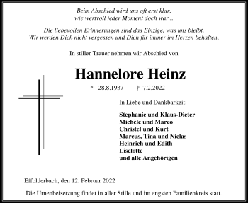 Traueranzeige von Hannelore Heinz von Kreis-Anzeiger