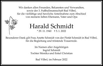 Traueranzeige von Harald Schmidt von Bad Vilbel/Karben
