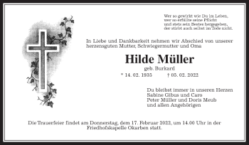 Traueranzeige von Hilde Müller von Wetterauer Zeitung