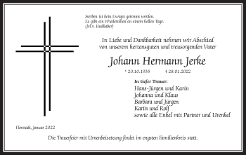 Traueranzeige von Johann Hermann Jerke von Wetterauer Zeitung