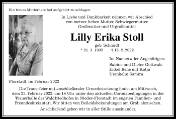 Traueranzeige von Lilly Erika Stoll von Wetterauer Zeitung