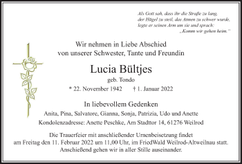 Traueranzeige von Lucia Bültjes von Usinger Anzeiger