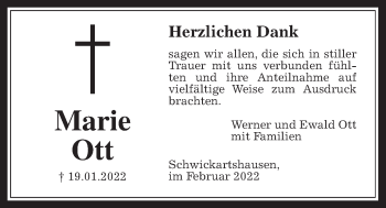 Traueranzeige von Marie Ott von Kreis-Anzeiger