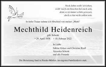 Traueranzeige von Mechthild Heidenreich von Wetterauer Zeitung