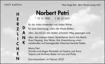Traueranzeige von Norbert Petri von Wetterauer Zeitung