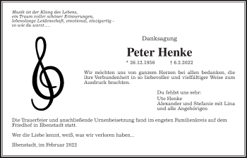 Traueranzeige von Peter Henke von Wetterauer Zeitung