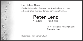 Traueranzeige von Peter Lenz von Kreis-Anzeiger