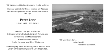Traueranzeige von Peter Lenz von Kreis-Anzeiger