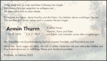Traueranzeige von Armin Thurm von Pohlheimer Nachrichten