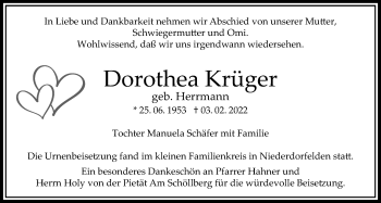 Traueranzeige von Dorothea Krüger von Bad Vilbel/Karben