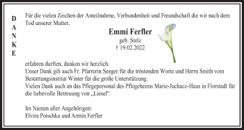 Traueranzeige von Emmi Ferfler von Wetterauer Zeitung