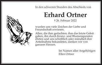Traueranzeige von Erhard Ortner von Wetterauer Zeitung