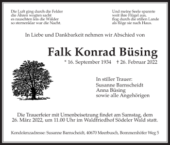 Traueranzeige von Falk Konrad Büsing von Wetterauer Zeitung