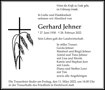 Traueranzeige von Gerhard Jehner von Bad Vilbel/Karben