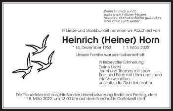 Traueranzeige von Heinrich Horn von Bad Vilbel/Karben