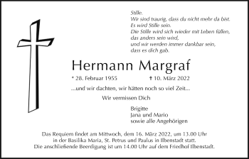 Traueranzeige von Hermann Margraf von Wetterauer Zeitung