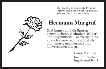 Traueranzeige von Hermann Margraf von Wetterauer Zeitung