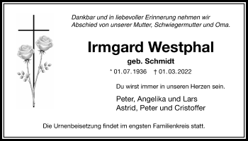 Traueranzeige von Irmgard Westphal von Bad Vilbel/Karben