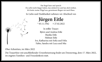 Traueranzeige von Jürgen Eitle von Kreis-Anzeiger