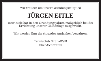 Traueranzeige von Jürgen Eitle von Kreis-Anzeiger