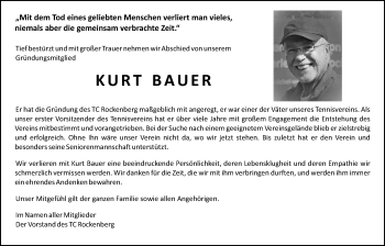 Traueranzeige von Kurt Bauer von Wetterauer Zeitung