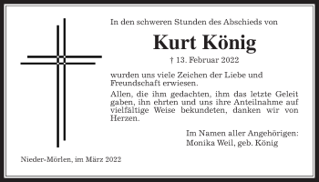 Traueranzeige von Kurt König von Wetterauer Zeitung
