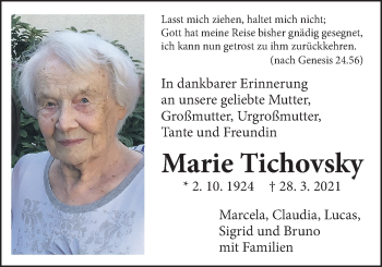Traueranzeige von Marie Tichovsky von Wetterauer Zeitung