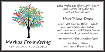 Traueranzeige von Markus Freundschig von Bad Vilbel/Karben