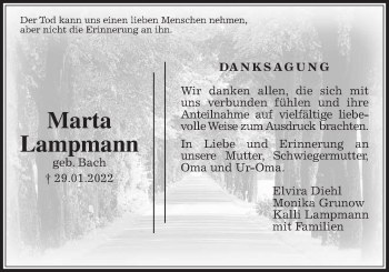 Traueranzeige von Marta Lampmann 