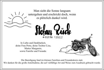 Traueranzeige von Stefan Rück von Giessener Allgemeine, Alsfelder Allgemeine, Giessener Anzeiger