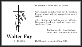 Traueranzeige von Walter Fay von Giessener Allgemeine, Alsfelder Allgemeine, Giessener Anzeiger
