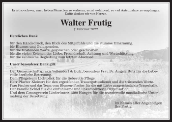 Traueranzeige von Walter Frutig von Licher Wochenblatt