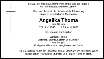 Traueranzeige von Angelika Thoma 