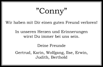 Traueranzeige von Conny Haus von Kreis-Anzeiger