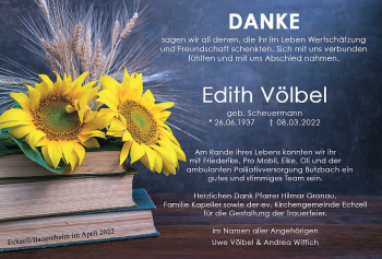 Traueranzeige von Edith Völbel von Wetterauer Zeitung