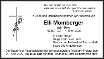 Traueranzeige von Elli Momberger von Alsfelder Allgemeine