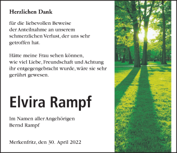 Traueranzeige von Elvira Rampf von Kreis-Anzeiger