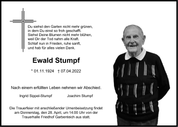 Traueranzeige von Ewald Stumpf von Giessener Allgemeine, Alsfelder Allgemeine, Giessener Anzeiger