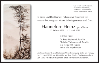 Traueranzeige von Hannelore Heinz von Bad Vilbel/Karben