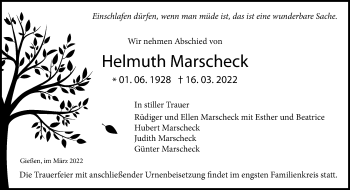 Traueranzeige von Helmuth Marscheck von Giessener Allgemeine, Alsfelder Allgemeine, Giessener Anzeiger
