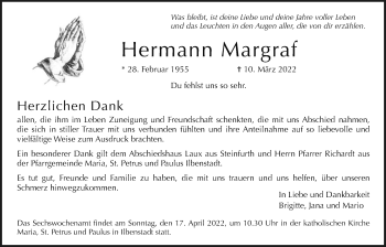 Traueranzeige von Hermann Margraf von Wetterauer Zeitung