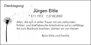 Traueranzeige von Jürgen Eitle von Kreis-Anzeiger