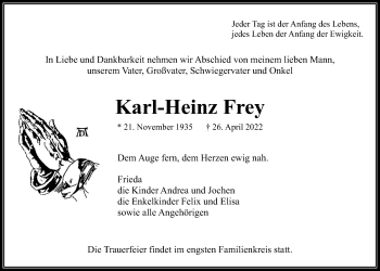 Traueranzeige von Karl-Heinz Frey von Wetterauer Zeitung