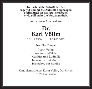 Traueranzeige von Karl Völlm von Wetterauer Zeitung