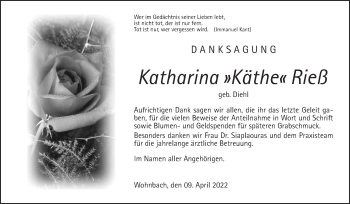 Traueranzeige von Katharina Rieß von Wetterauer Zeitung