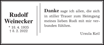 Traueranzeige von Rudolf Weinecker von Mücker Stimme