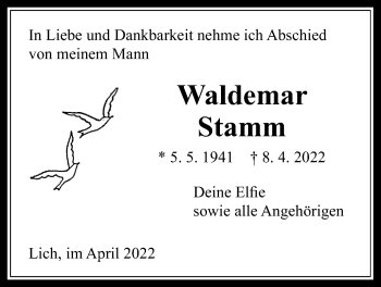 Traueranzeige von Waldemar Stamm von Licher Wochenblatt