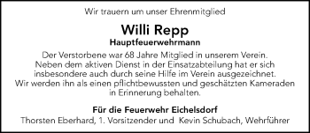 Traueranzeige von Willi Repp von Kreis-Anzeiger